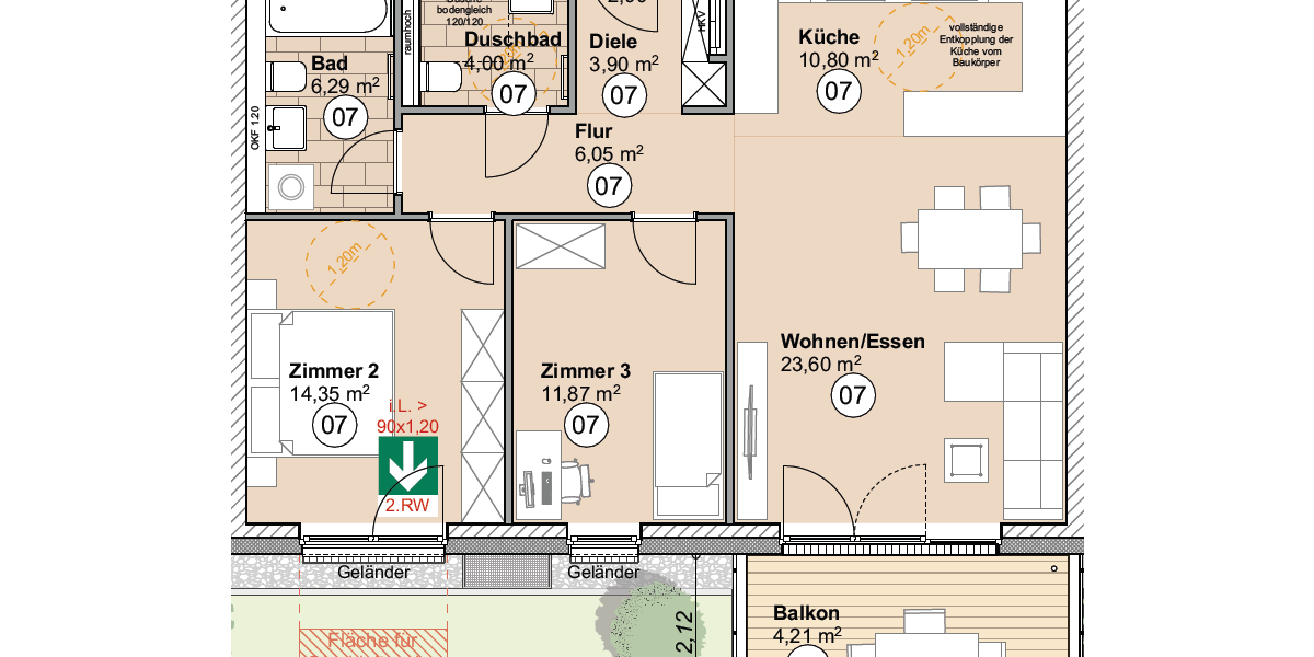 Etagenwohnung Düsseldorf Wersten - 3 Zimmer, 85 m&sup2;, 1.453&euro; | Angebot:26185495