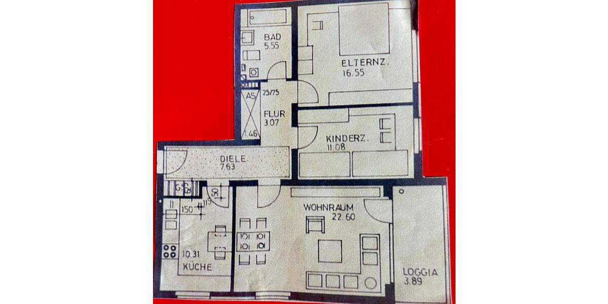 Etagenwohnung Remscheid Remscheid-Süd - 3 Zimmer, 80 m&sup2;, 411&euro; | Angebot:26145665