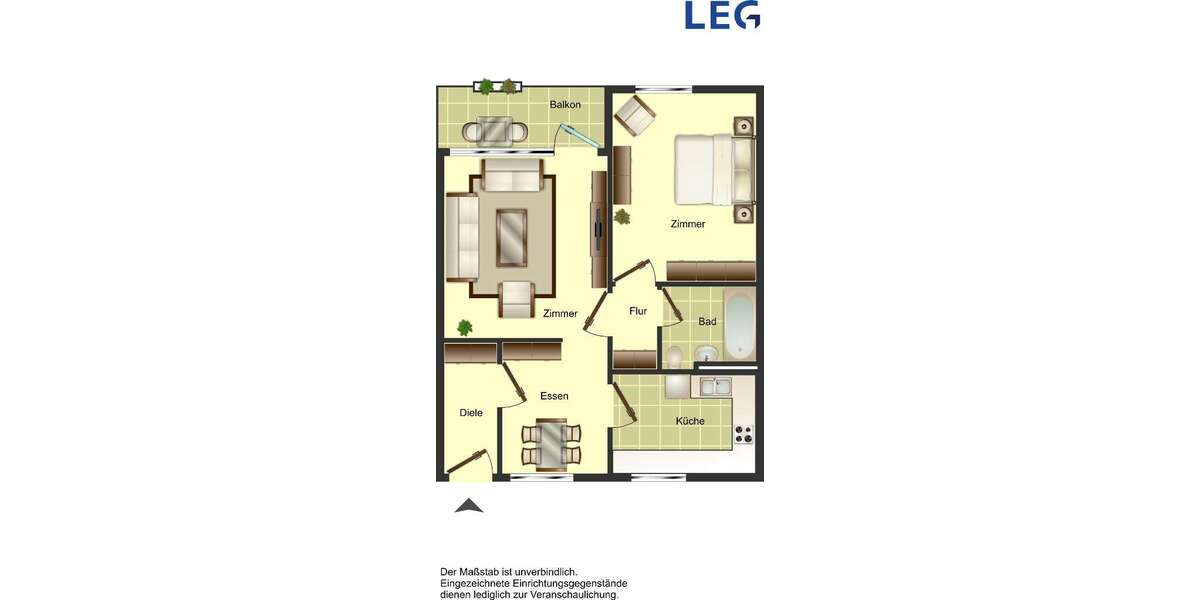 Etagenwohnung Düsseldorf Garath - 2 Zimmer, 56 m&sup2;, 619&euro; | Angebot:26273311