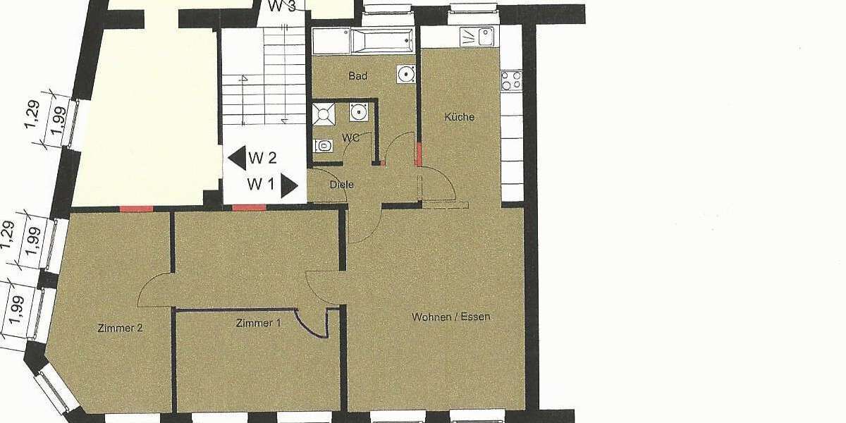 Etagenwohnung Wuppertal-Vohwinkel Vohwinkel - 3 Zimmer, 93 m&sup2;, 850&euro; | Angebot:26075679