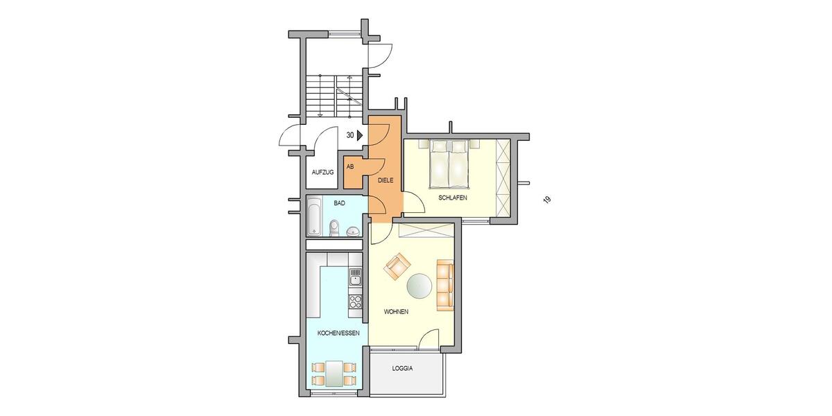 Etagenwohnung Remscheid - 2 Zimmer, 61 m&sup2;, 361&euro; | Angebot:25415106