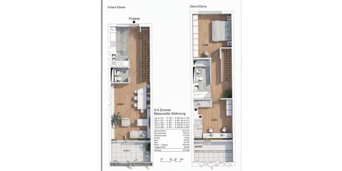 Maisonettenwohnung Düsseldorf Derendorf - 3.5 Zimmer, 93 m&sup2;, 427.000&euro; | Angebot:26301490