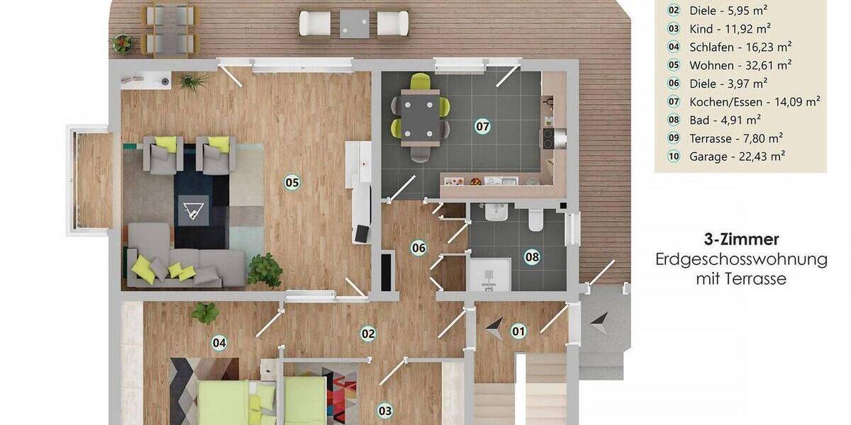 Etagenwohnung Köln Dellbrück - 3 Zimmer, 97 m&sup2;, 399.000&euro; | Angebot:26043288